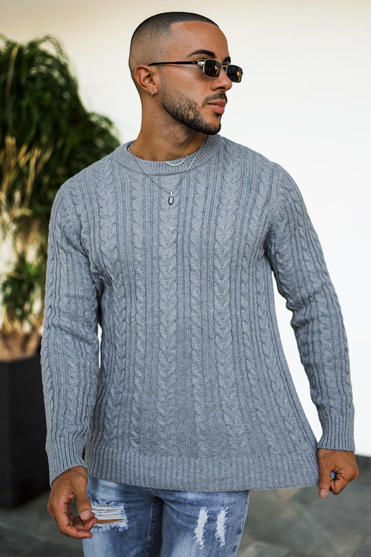 Gingtto Mens Casual Sweaters - Dark Grey