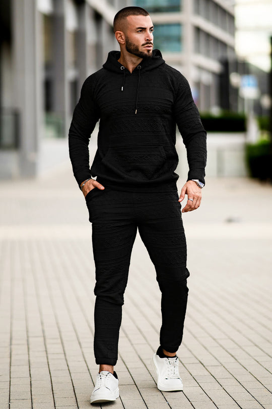 Men Hoodie Set - Black