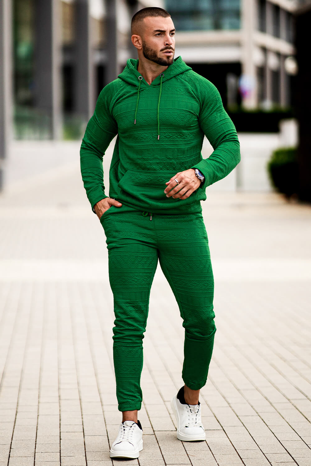 Men Hoodie Set - Green