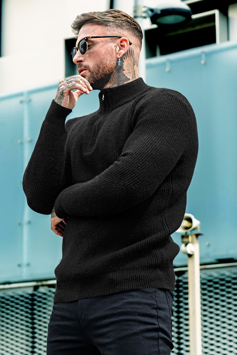 Men's Casual Sweater - Half Turtleneck