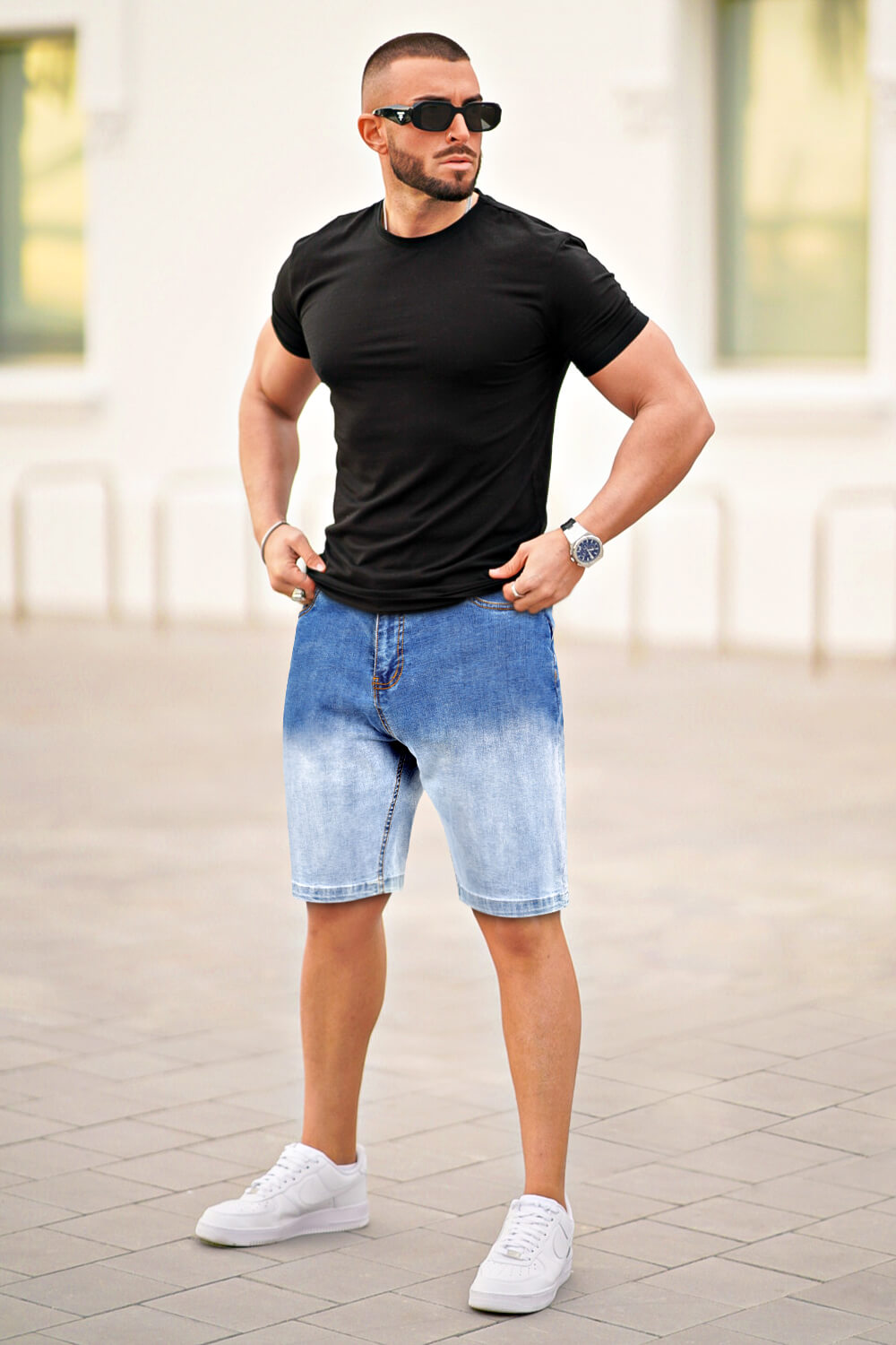 Urban Fade Denim Shorts - Gradient Blue