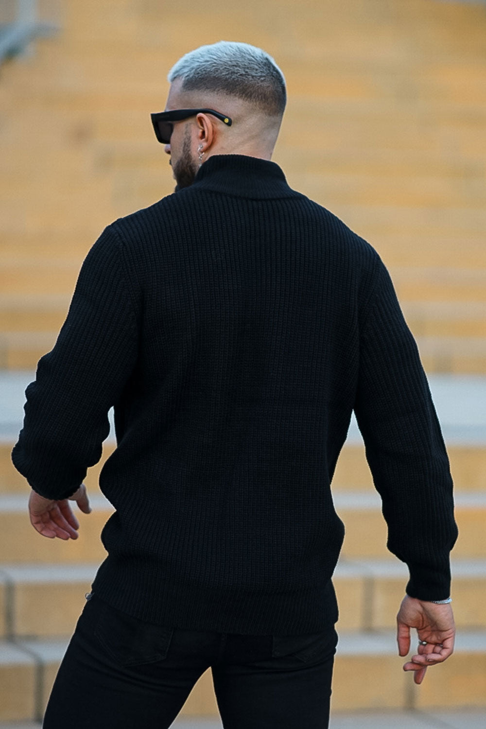 Men's Turtleneck Sweater -  Black & Slim Fit