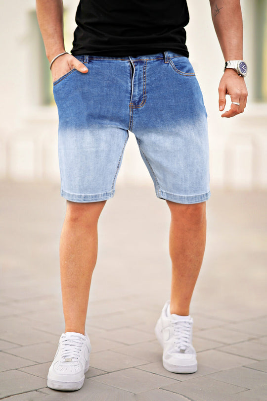 Urban Fade Denim Shorts - Gradient Blue