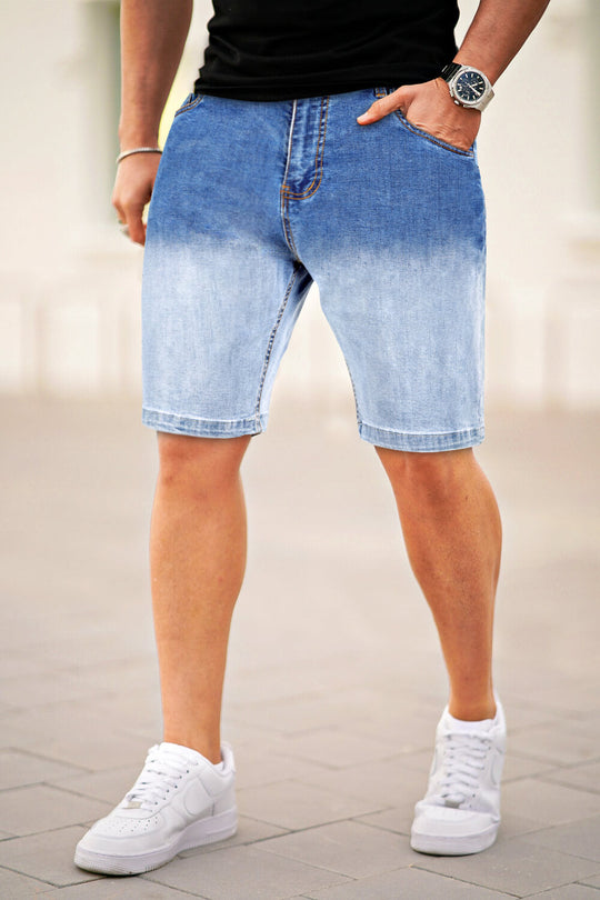 Urban Fade Denim Shorts - Gradient Blue