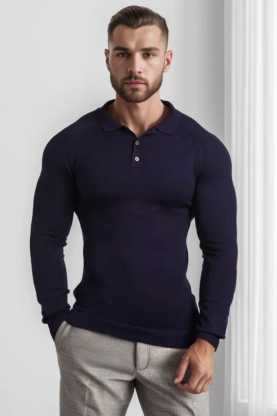 Men's Slim Fit Polo Shirt - Long Sleeve