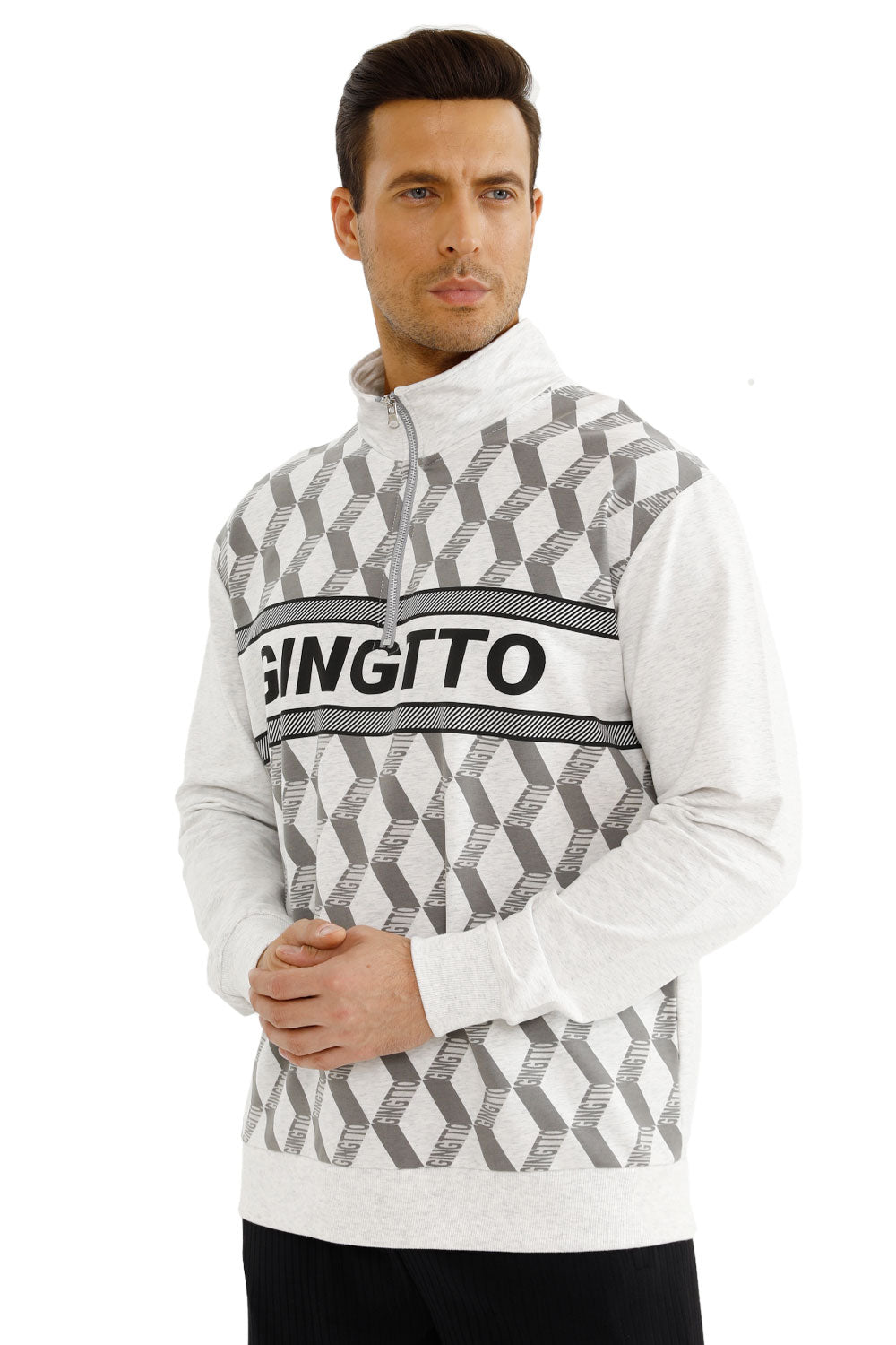 Gingtto Mens Long Sleeve Slim Fit Great Design Crewneck Pullover