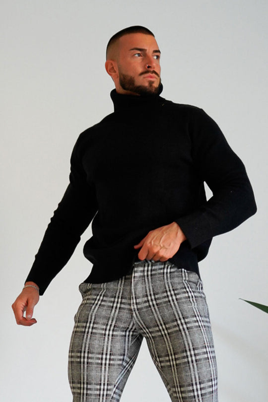 Men's Fashion Turtleneck - Black & Slim Fit