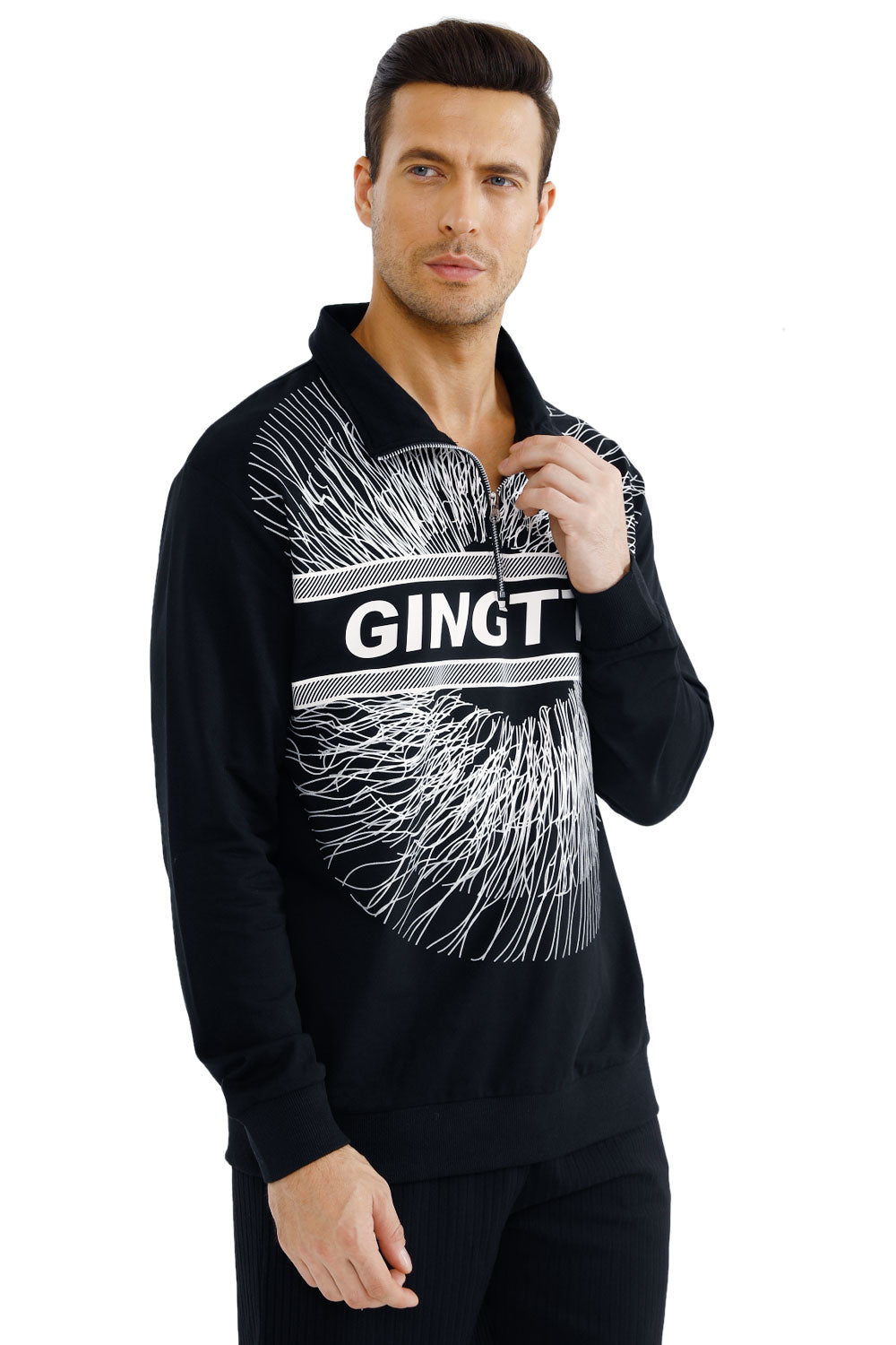 Gingtto Mens Long Sleeve Slim Fit Great Design Crewneck Pullover