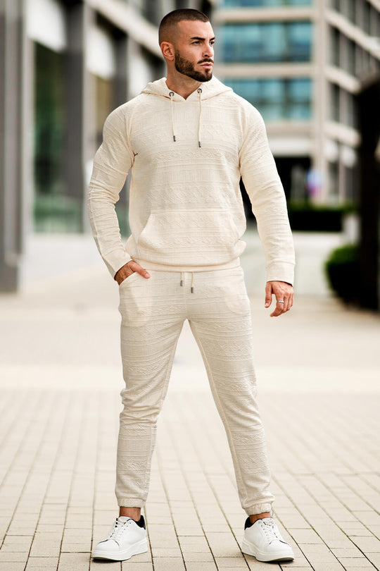 Men Hoodie Set - Beige