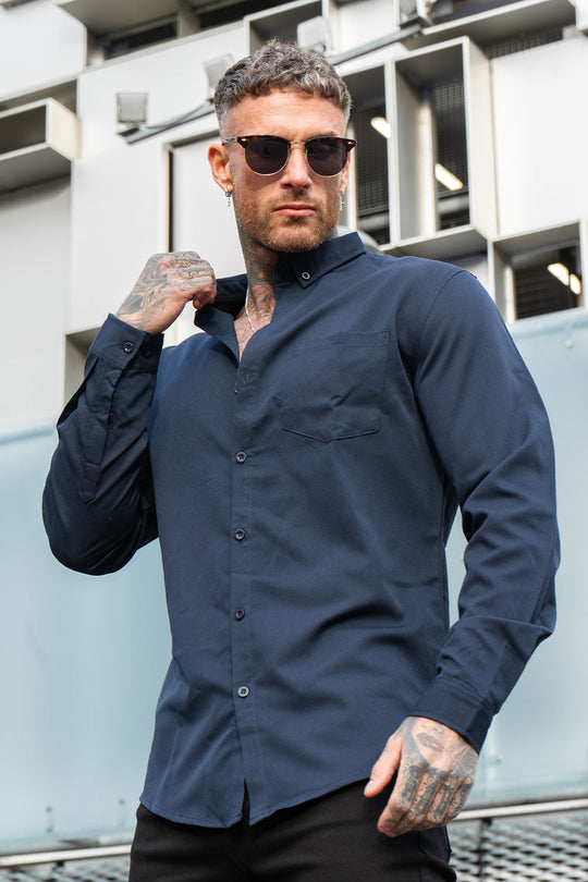 Men's Navy Blue Dress Shirt