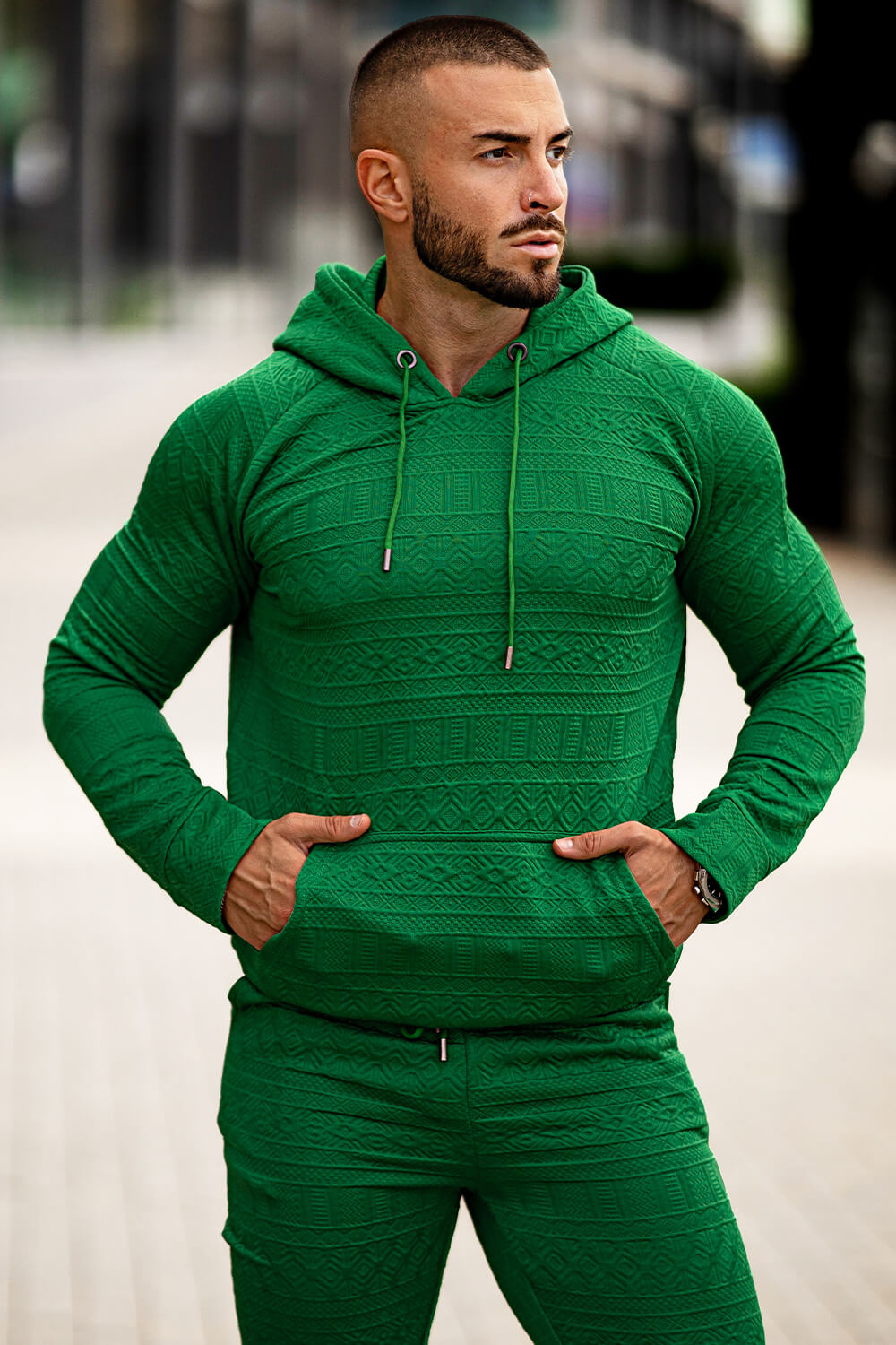 Men Hoodie Set - Green