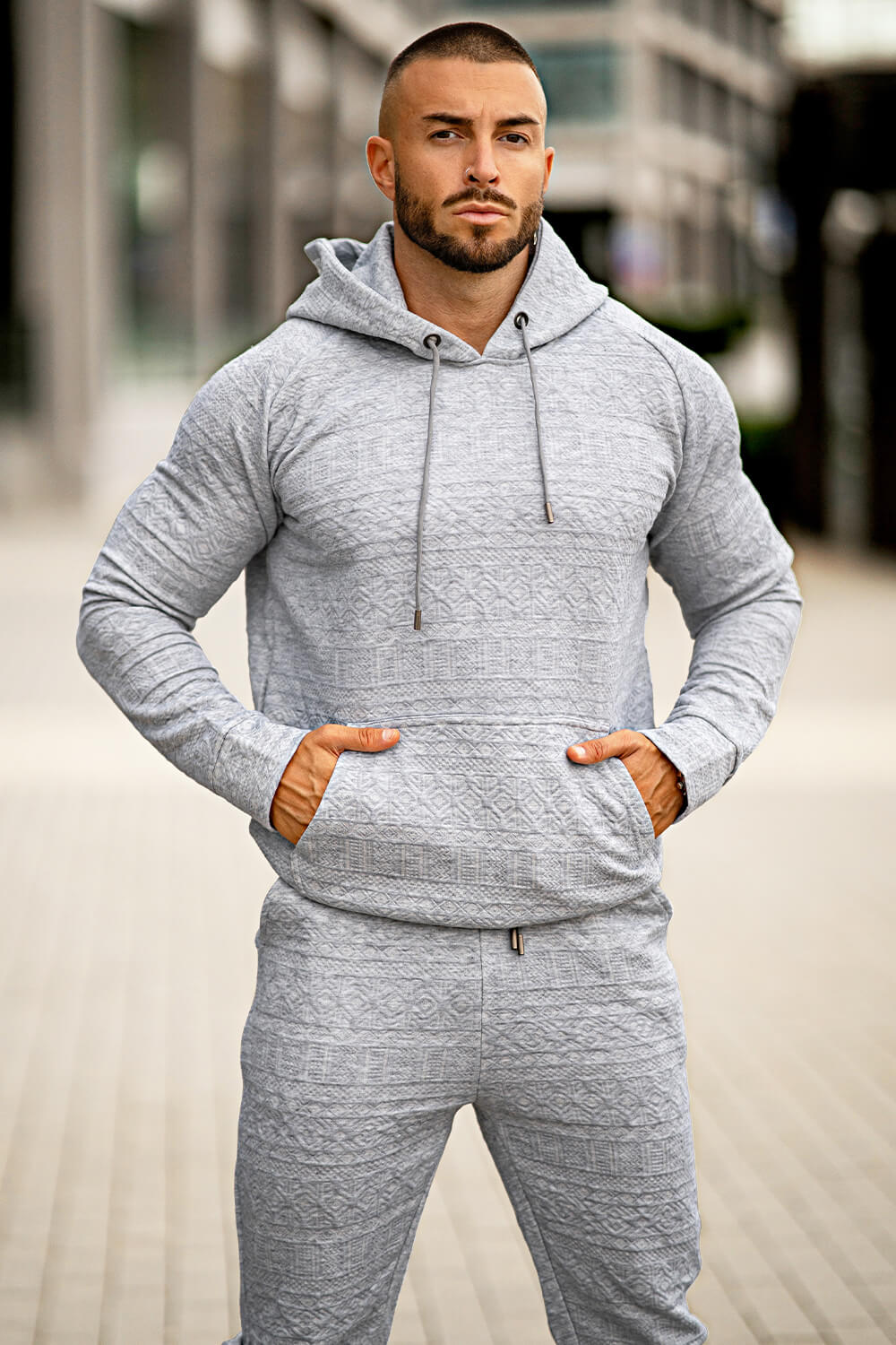 Men Hoodie Set - Grey