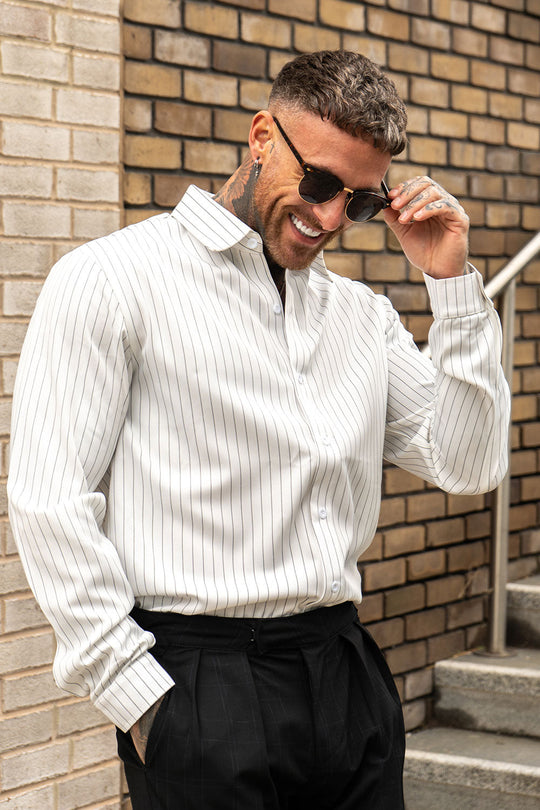 Men's White Striped Shirt