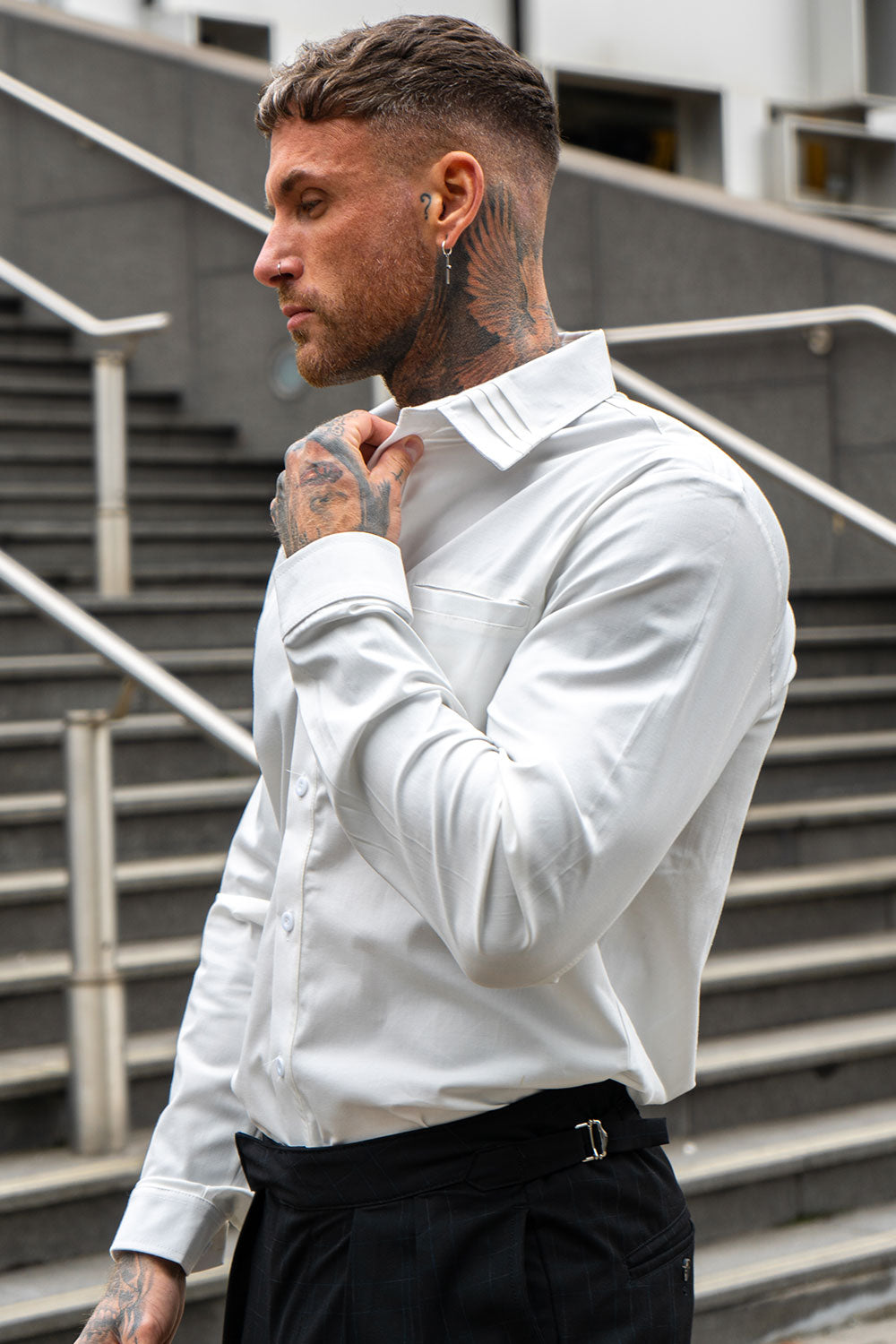 Men's White Dress Shirt - Fashionable