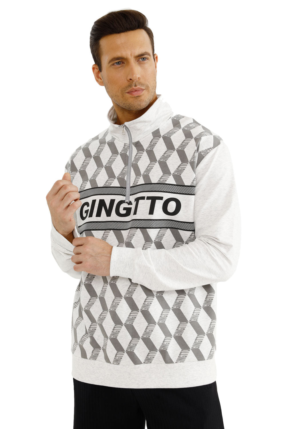 Gingtto Mens Long Sleeve Slim Fit Great Design Crewneck Pullover