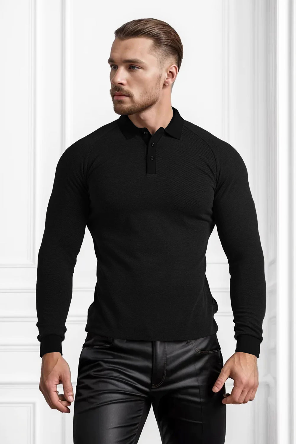 Men's Slim Fit Polo Shirt - Long Sleeve