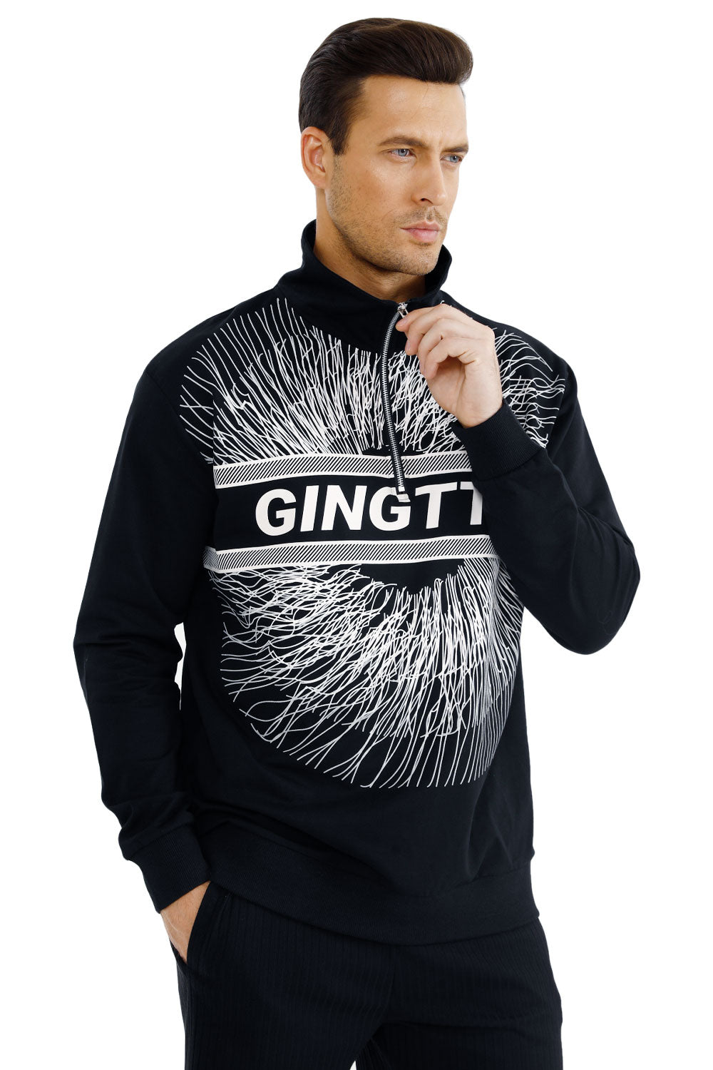 Gingtto Mens Long Sleeve Slim Fit Great Design Crewneck Pullover