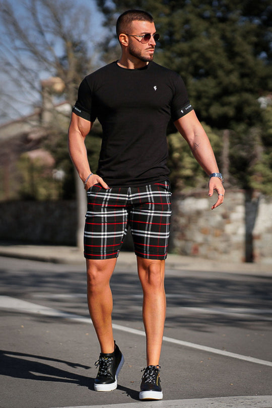 Summer Style Twill Chino Shorts - Black with stripes