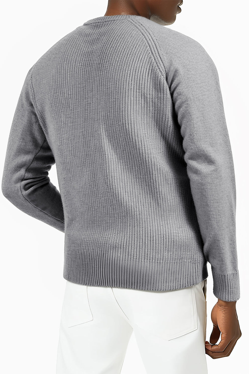 Men Round Neck Sweater - Grey