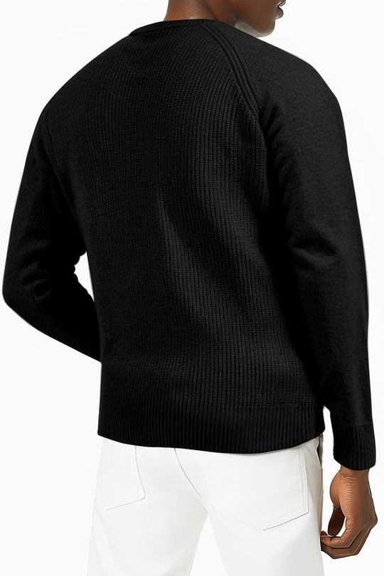 Men Round Neck Sweater - Black