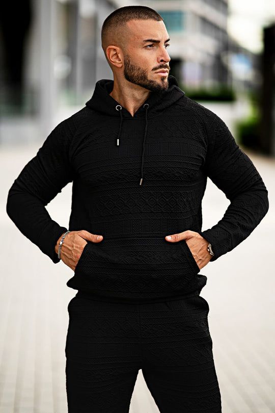 Men Hoodie Set - Black