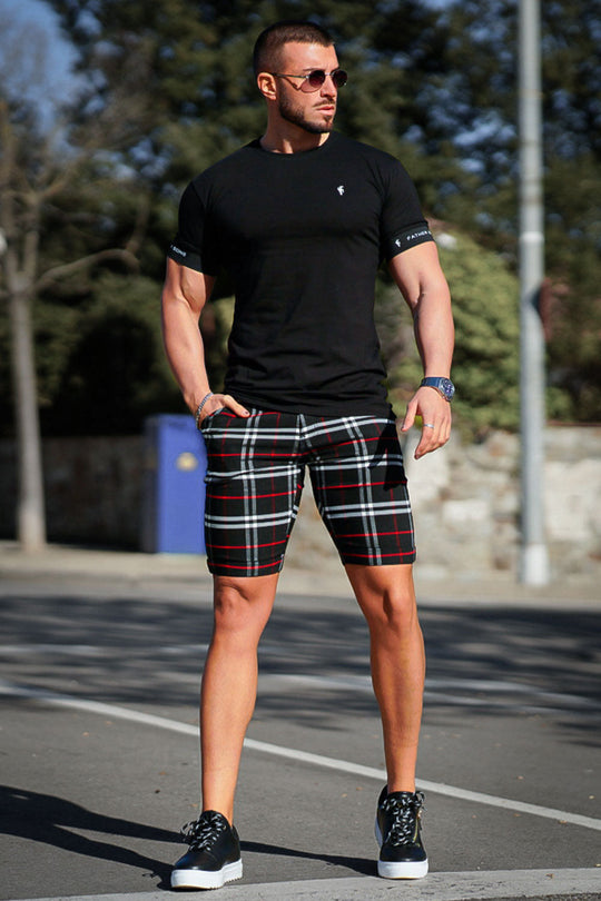 Summer Style Twill Chino Shorts - Black with stripes