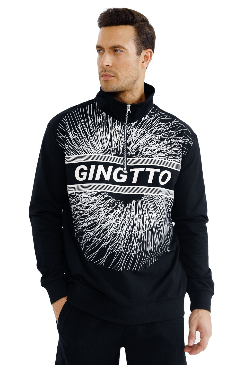 Gingtto Mens Long Sleeve Slim Fit Great Design Crewneck Pullover