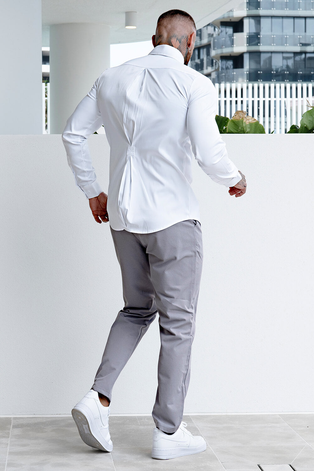 Men's White Dress Shirt - Button