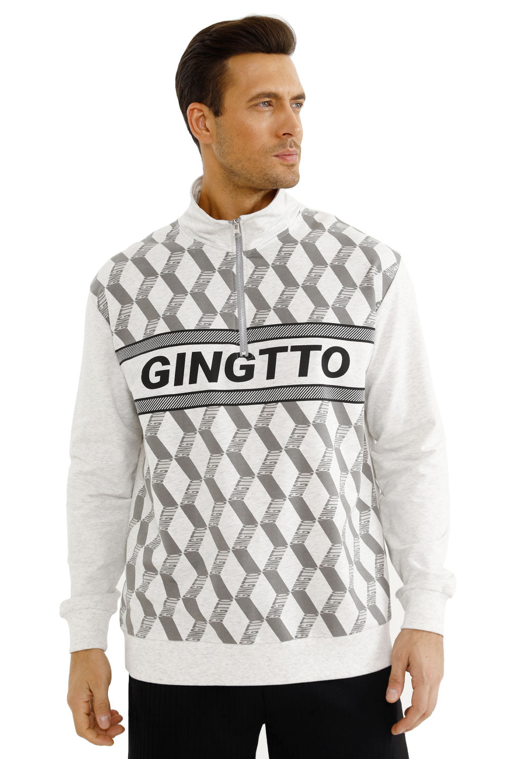 Gingtto Mens Long Sleeve Slim Fit Great Design Crewneck Pullover