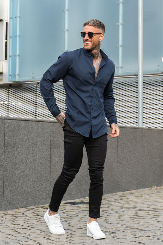 Men's Navy Blue Dress Shirt