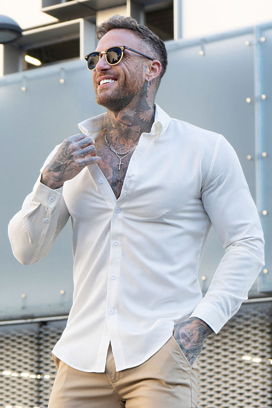 Men's White Long Sleeve Dress Shirt