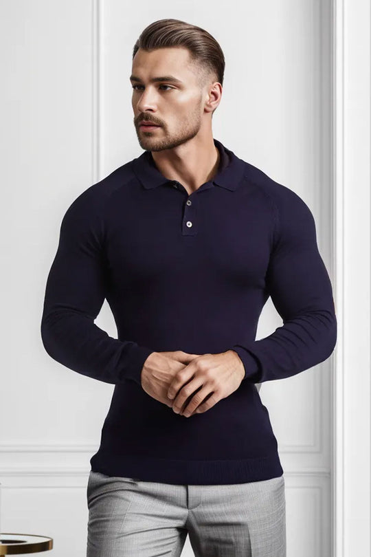 Men's Slim Fit Polo Shirt - Long Sleeve