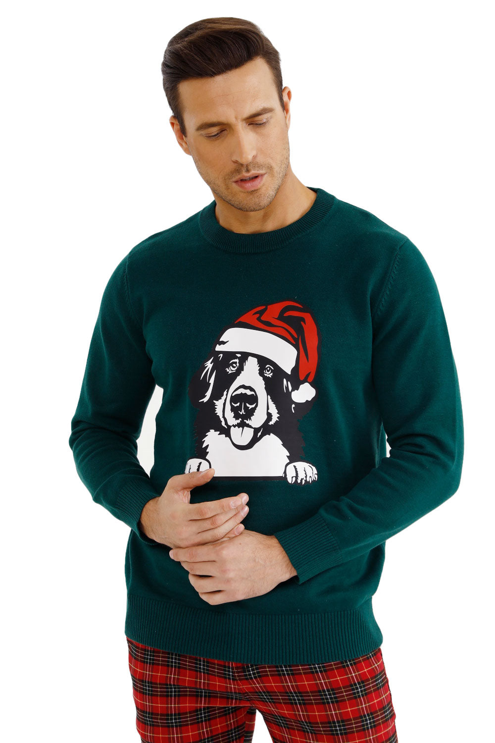 Men's Pattern Sweater - Slim Fit & Christmas Dog