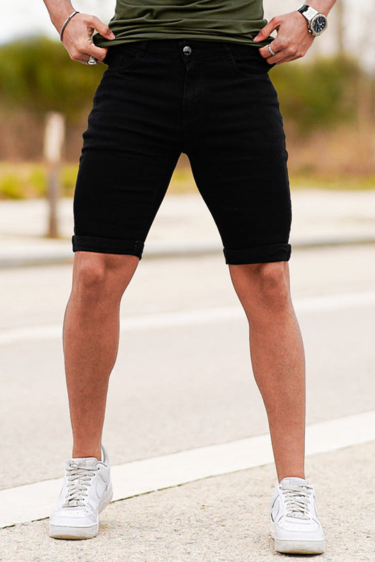 Urban Noir Denim Shorts - Midnight Black