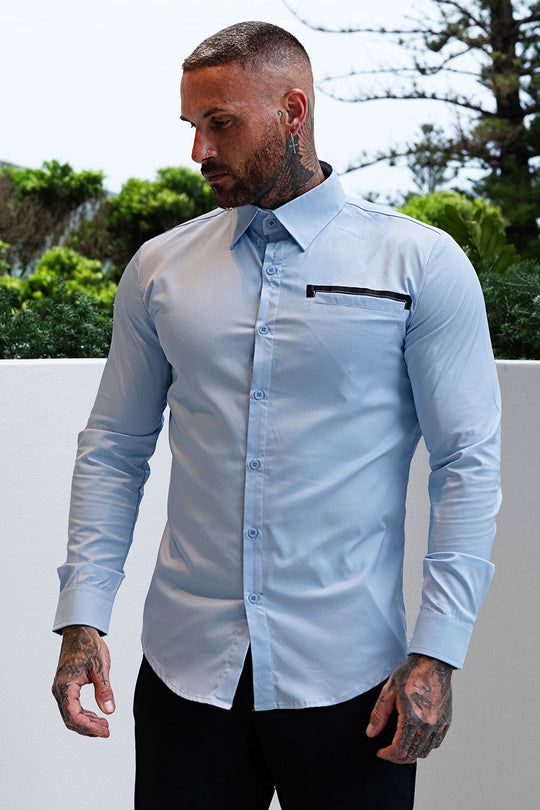 Men's Blue Dress Shirt - Button