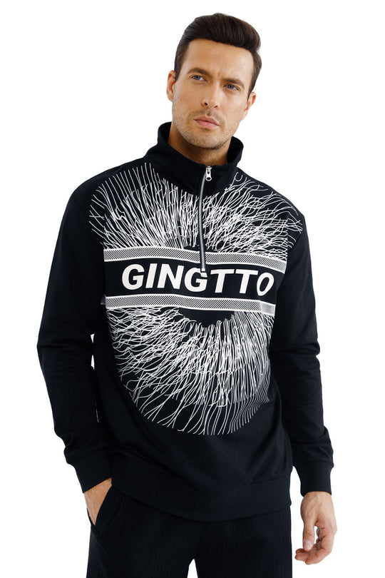 Gingtto Mens Long Sleeve Slim Fit Great Design Crewneck Pullover