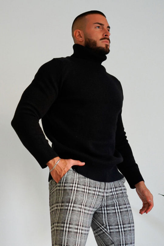 Men's Fashion Turtleneck - Black & Slim Fit