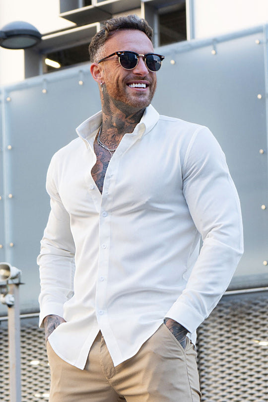 Men's White Long Sleeve Dress Shirt