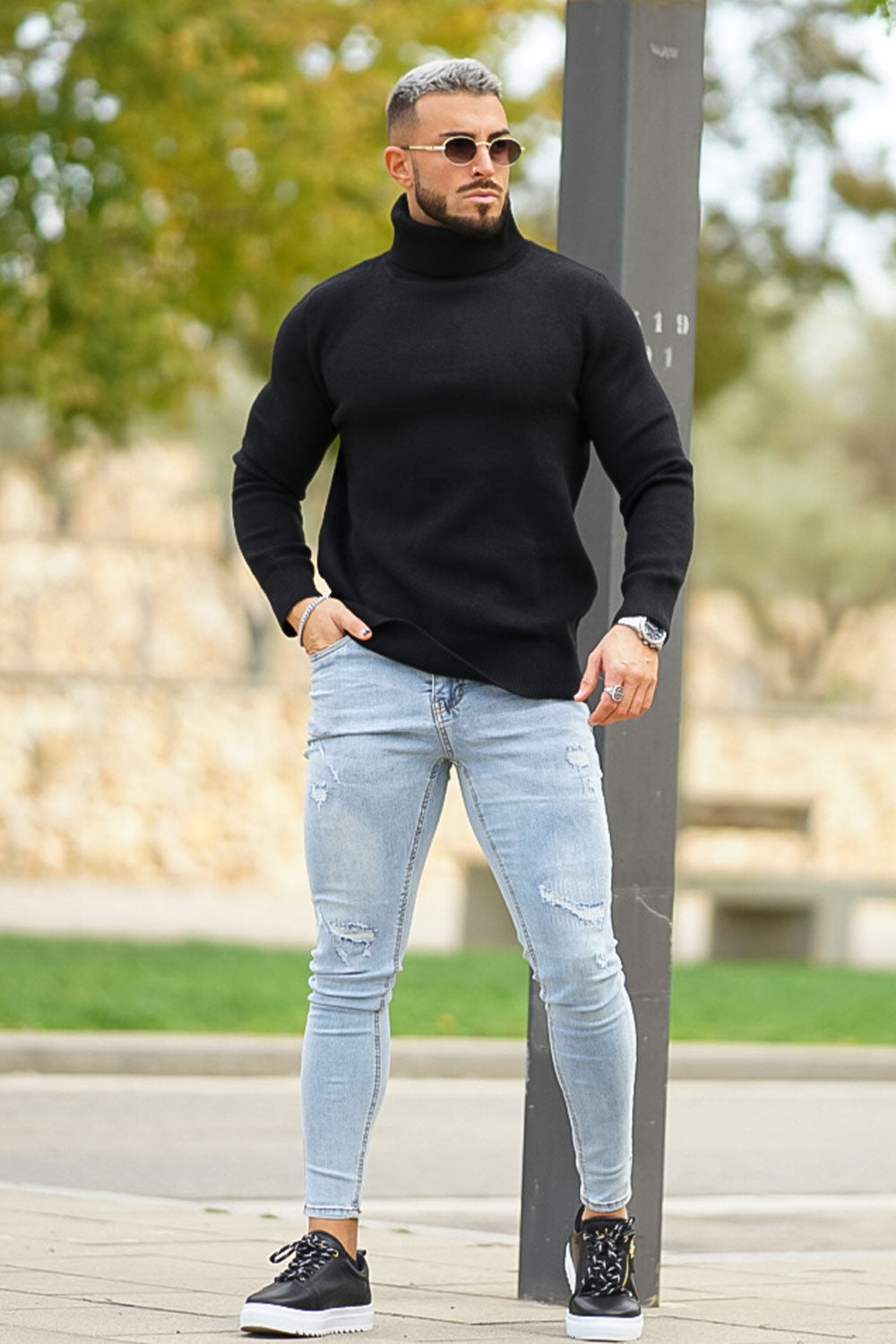 Men's Fashion Turtleneck - Black & Slim Fit