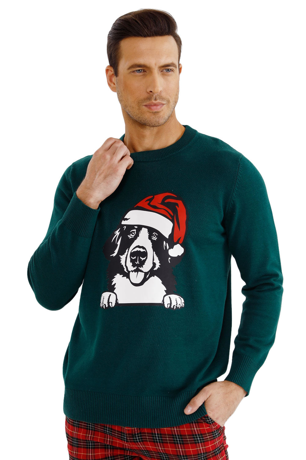 Men's Pattern Sweater - Slim Fit & Christmas Dog