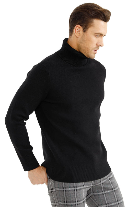 Men's Turtleneck Sweater- Gray White Black