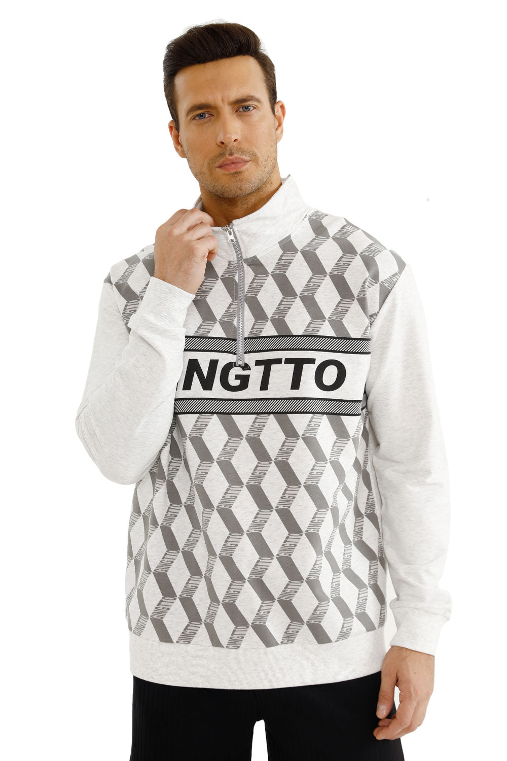 Gingtto Mens Long Sleeve Slim Fit Great Design Crewneck Pullover