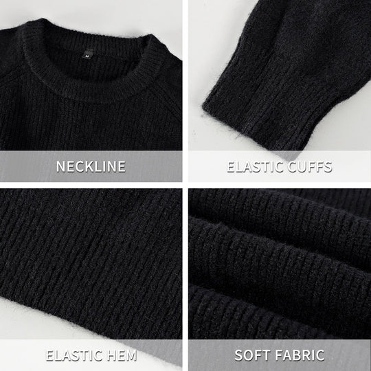 Men Round Neck Sweater - Black