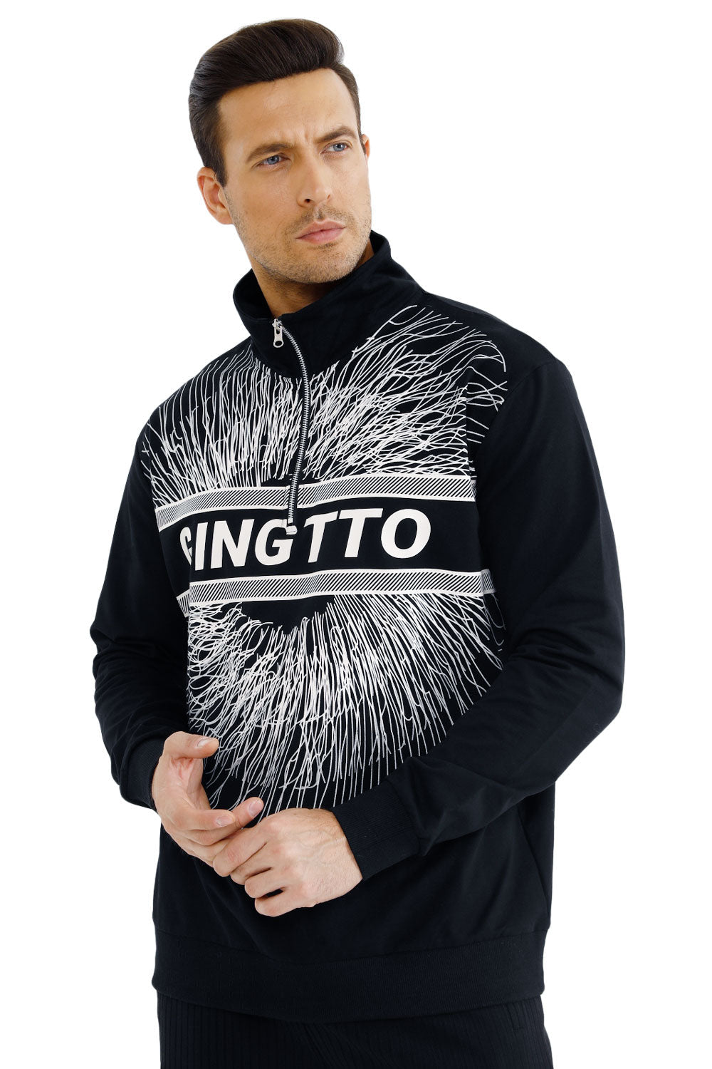 Gingtto Mens Long Sleeve Slim Fit Great Design Crewneck Pullover