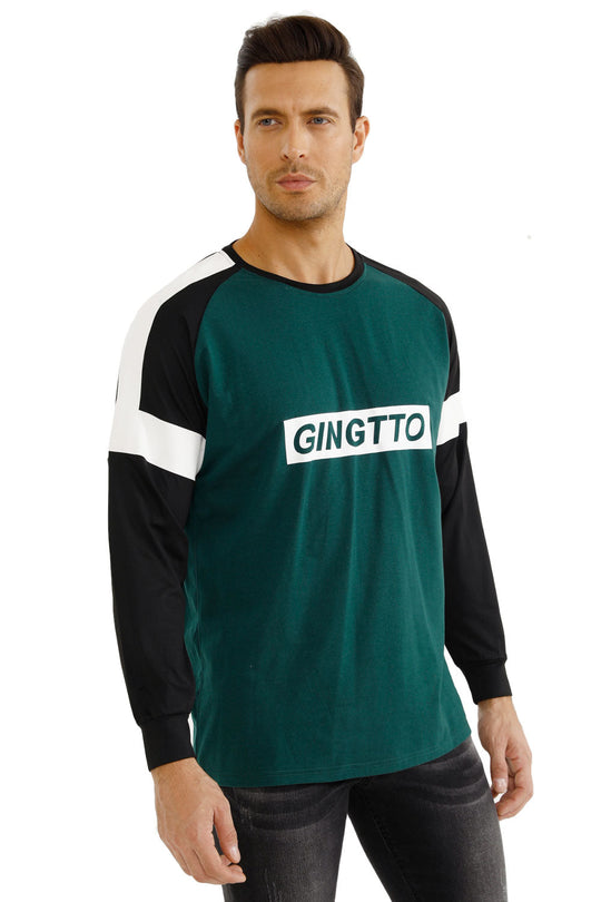 Gingtto Mens Long Sleeve Slim Fit Great Design Crewneck Pullover