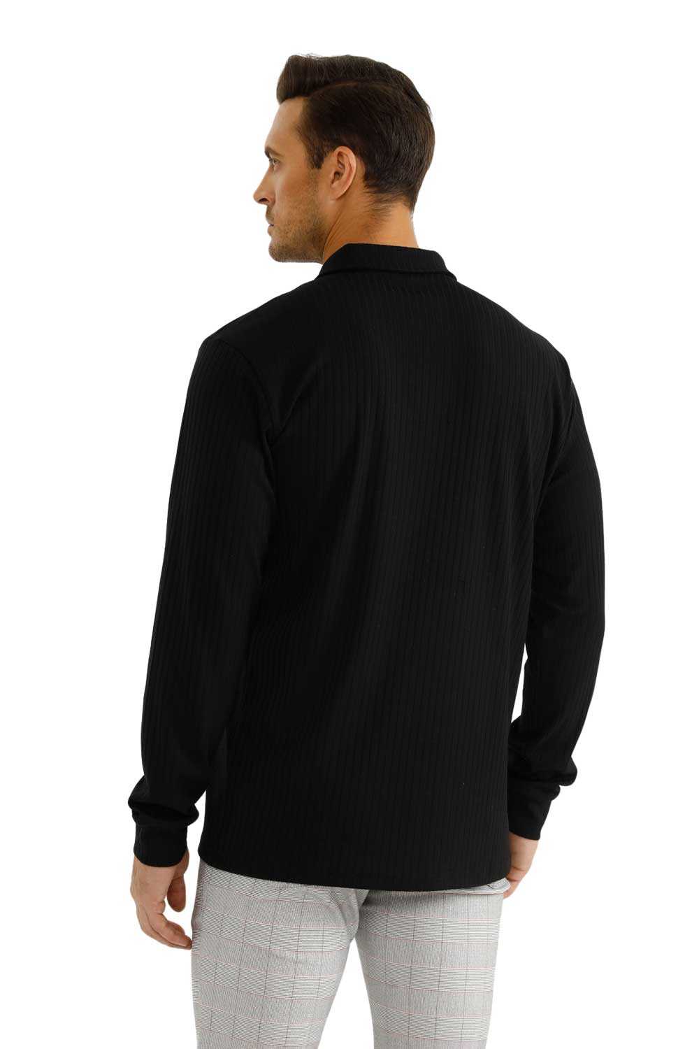 Men's Long Sleeve Polo Shirt - Slim Fit & Buttons