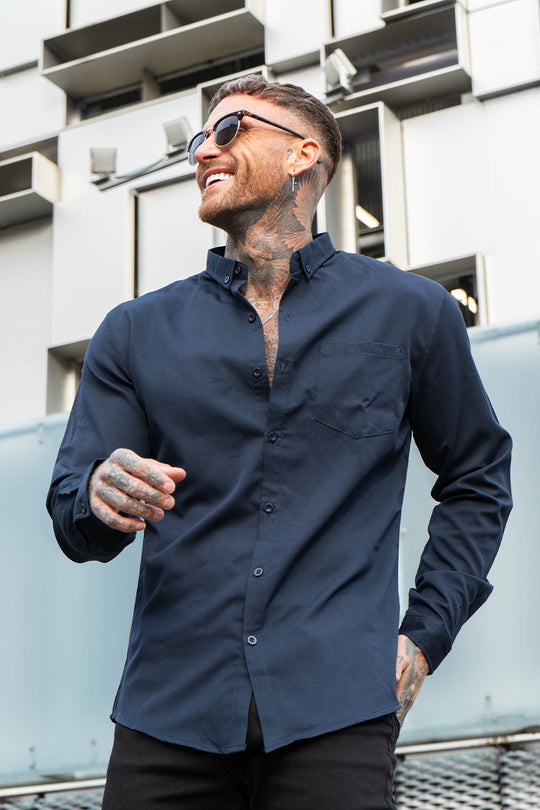 Men's Navy Blue Dress Shirt