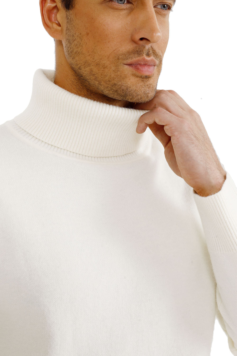 Men's Turtleneck Sweater- Gray White Black