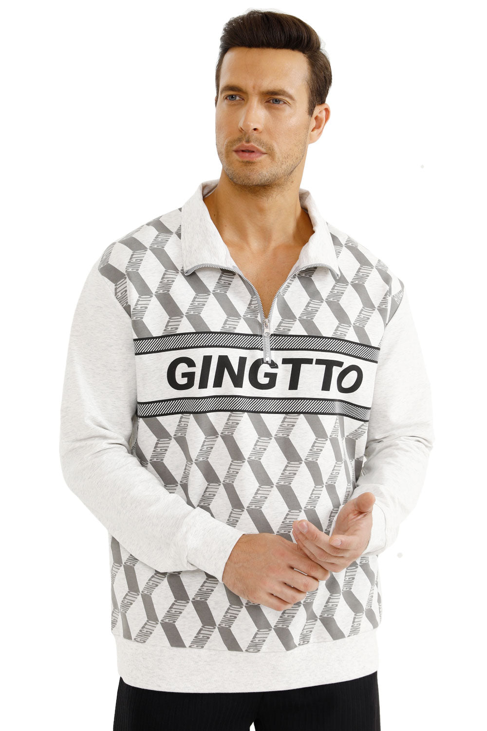 Gingtto Mens Long Sleeve Slim Fit Great Design Crewneck Pullover