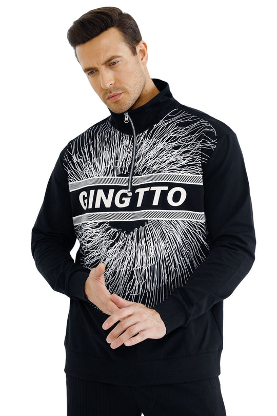 Gingtto Mens Long Sleeve Slim Fit Great Design Crewneck Pullover